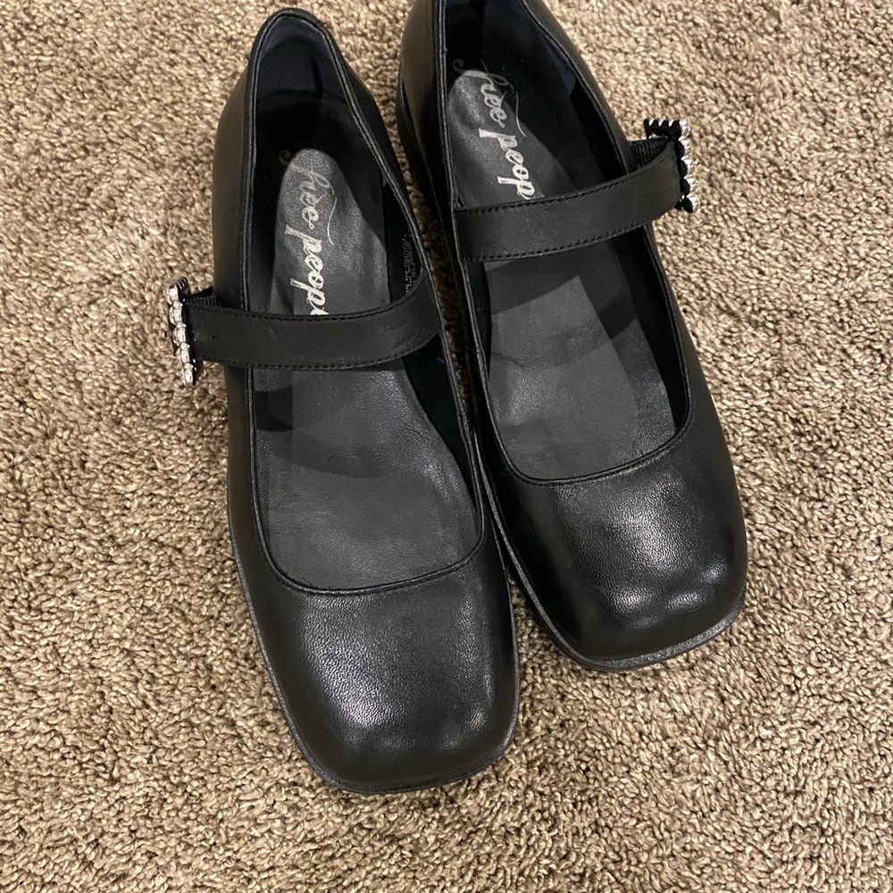 Free People Black Leather Loafers